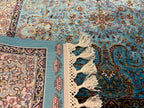 Blue Silk Muslim Prayer Rug, Islamic Gift Rug (2.62X4.10 ft)