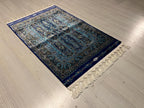 Blue Medallion Modal Silk Rug, Turkish Design (2x3 ft)