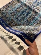 Blue Medallion Modal Silk Rug, Turkish Design (2x3 ft)