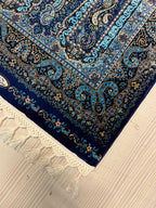 Blue Medallion Modal Silk Rug, Turkish Design (2x3 ft)