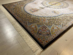 5x8 ft Cream Silk Area Rug, Floral Medallion Design, Turkish Living Room Decor