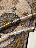 5x8 ft Cream Silk Area Rug, Floral Medallion Design, Turkish Living Room Decor