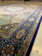 6x8 ft Turkish Modal Silk Rug, Floral Medallion Carpet, Luxury Living Room Decor