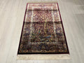 3x4 Tree Life Rug, Modal Silk Rug, Burgundy Area Carpet, Turkish Decor