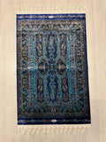 Blue Medallion Modal Silk Rug, Turkish Design (2x3 ft)