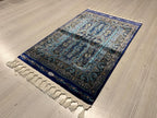 Blue Medallion Modal Silk Rug, Turkish Design (2x3 ft)