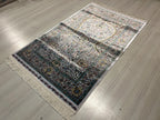 Ivory Floral Mihrab Modal Silk Rug 2.6x4.1 ft, Prayer Design Accent Area Rug