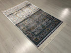 Ivory Floral Mihrab Modal Silk Rug 2.6x4.1 ft, Prayer Design Accent Area Rug