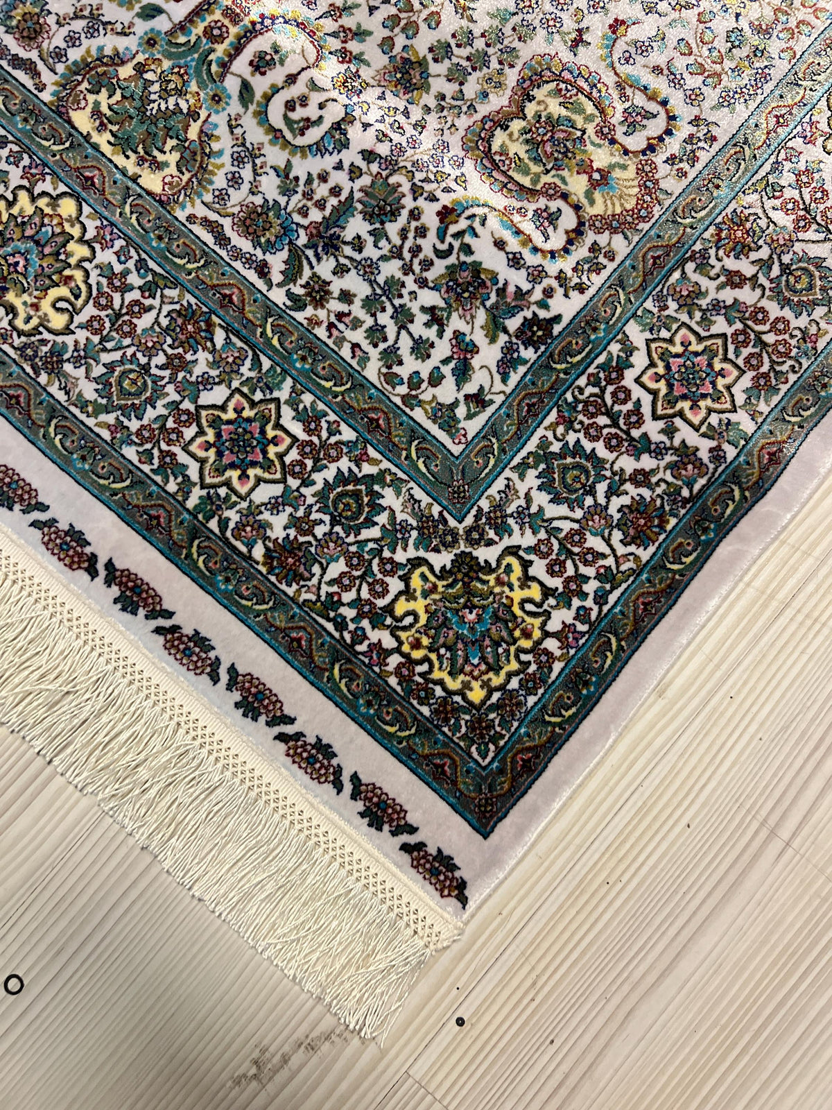 Ivory Floral Mihrab Modal Silk Rug 2.6x4.1 ft, Prayer Design Accent Area Rug