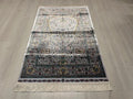 Ivory Floral Mihrab Modal Silk Rug 2.6x4.1 ft, Prayer Design Accent Area Rug