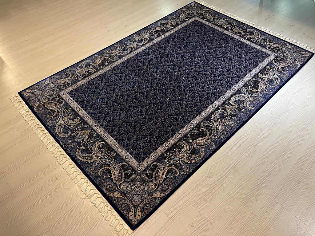 5x8 ft Blue Floral Modal Silk Rug, Elegant Living Room Rug