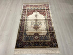 3x4 ft Modal Silk Prayer Rug, Mihrab Floral Turkish Prayer Mat