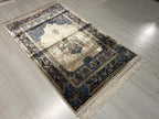 Beige İslamic Silk Prayer Mat, Muslim Gift Prayer Rug