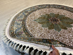 5x5 ft Round Floral Medallion Modal Silk Rug, Turkish Living Room Rug