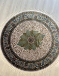 5x5 ft Round Floral Medallion Modal Silk Rug, Turkish Living Room Rug