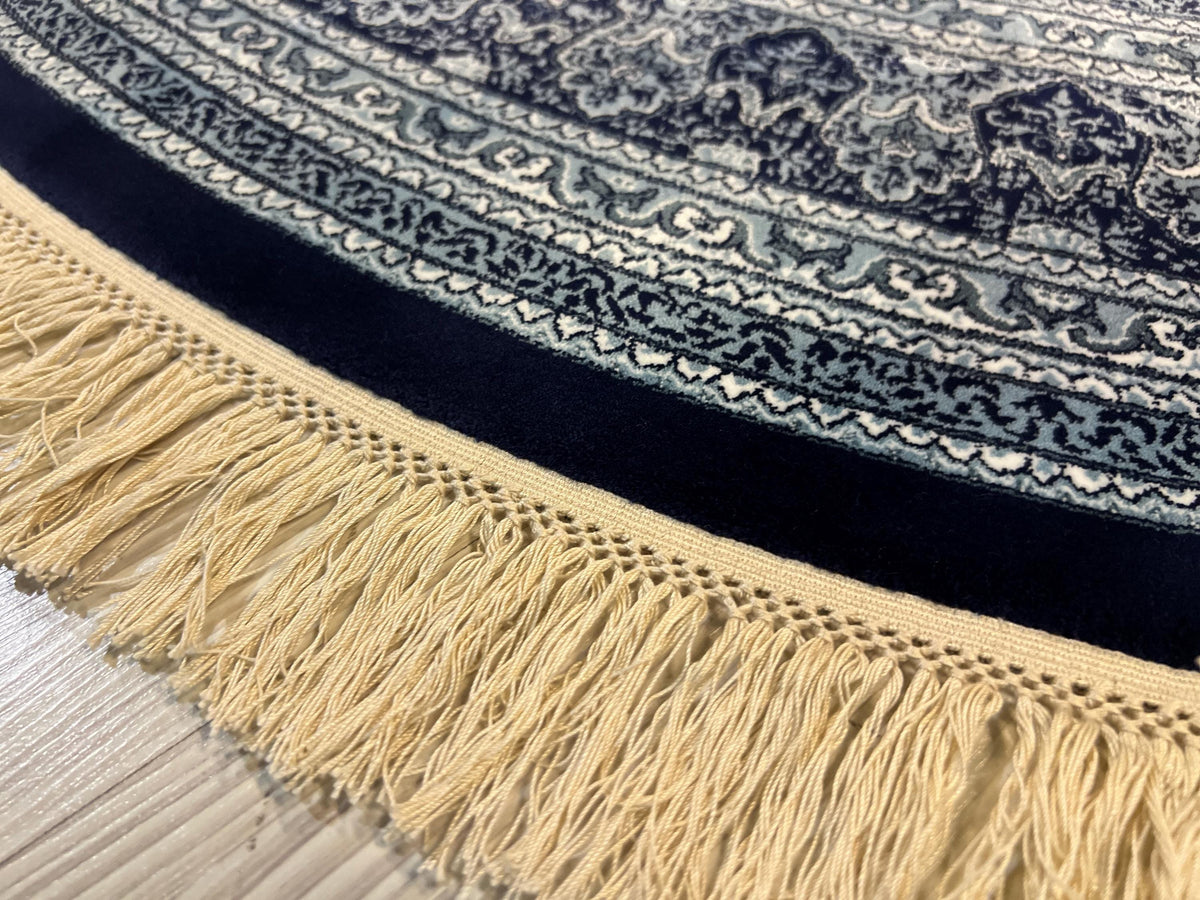 5x5 ft Black Gray Modal Silk Circle Rug, Vintage Style Round Area Rug Decor