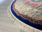 5x5 Pink Modal Silk Circle Rug, Turkish Round Area Rug for Home Decor