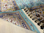 5x8 ft Turquoise Floral Field Modal Silk Rug, Turkish Living Room Rug