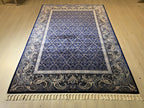 5x8 ft Blue Floral Modal Silk Rug, Elegant Living Room Rug