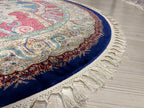 5x5 Pink Modal Silk Circle Rug, Turkish Round Area Rug for Home Decor
