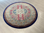 5x5 Pink Modal Silk Circle Rug, Turkish Round Area Rug for Home Decor