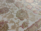 3x10 ft Ivory Modal Silk Runner Rug, Turkish Hallway Runner, Floral Luxury Carpet