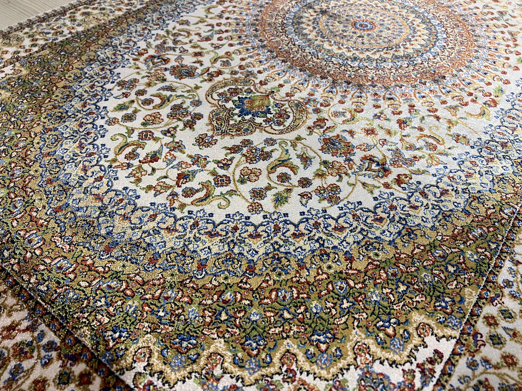 3x10 ft Ivory Classic Silk Runner Rug with Medallion for Hallways