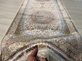 3x10 ft Ivory Classic Silk Runner Rug with Medallion for Hallways