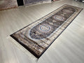 Navy Blue Modal Silk Rug, Turkish Runner, 3x10 ft