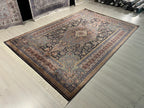 7x10 Blue Red Modal Silk Rug, Medallion Oriental Area Rug for Living Room