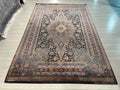 7x10 Blue Red Modal Silk Rug, Medallion Oriental Area Rug for Living Room