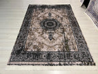 5x8 ft Modern Vintage Modal Silk Rug, Distressed Medallion Turkish Living Room Carpet