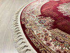 Red Gold Modal Silk Circle Rug, Vintage Style (4x4 ft)