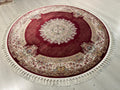 Red Gold Modal Silk Circle Rug, Vintage Style (4x4 ft)