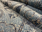 6x8 ft Gray Silk Area Rug, Geometric Paisley Design, Turkish Living Room Decor