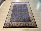 Blue Beige Turkish Silk Rug, Anatolian Home Decor (5X8 ft)