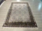 5x8 ft Cream Floral Silk Rug, Turkish Area Rug, Luxury Traditional Living Room Carpet