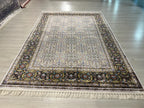 5x8 ft Cream Floral Silk Rug, Turkish Area Rug, Luxury Traditional Living Room Carpet