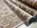 3x10 ft Ivory Modal Silk Runner Rug, Turkish Hallway Runner, Floral Luxury Carpet