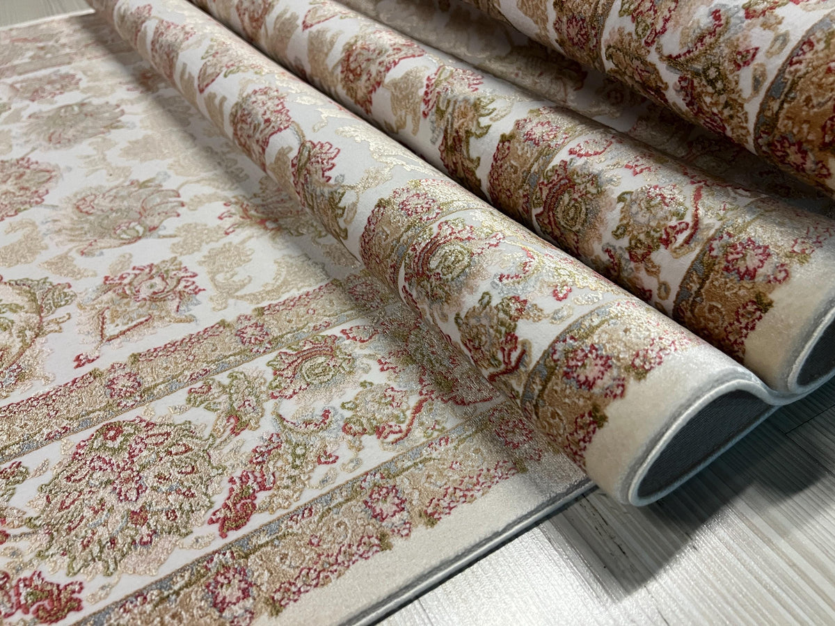 3x10 ft Ivory Modal Silk Runner Rug, Turkish Hallway Runner, Floral Luxury Carpet
