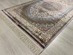 3x10 ft Ivory Classic Silk Runner Rug with Medallion for Hallways