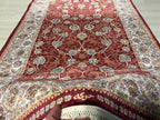 3x10 ft Modern Silk Runner Rug, Turkish Style Burgundy Floral Design Hallway Rug