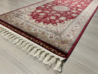 3x10 Red Bamboo Silk Runner Rug, Floral Medallion Hallway Rug