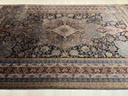 7x10 Blue Red Modal Silk Rug, Medallion Oriental Area Rug for Living Room