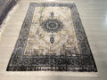 5x8 ft Modern Vintage Modal Silk Rug, Distressed Medallion Turkish Living Room Carpet