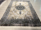 5x8 ft Modern Vintage Modal Silk Rug, Distressed Medallion Turkish Living Room Carpet