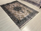 5x8 ft Modern Vintage Modal Silk Rug, Distressed Medallion Turkish Living Room Carpet