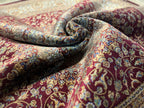 Red Modal Silk Circle Rug, Vintage Style, 5x5 ft
