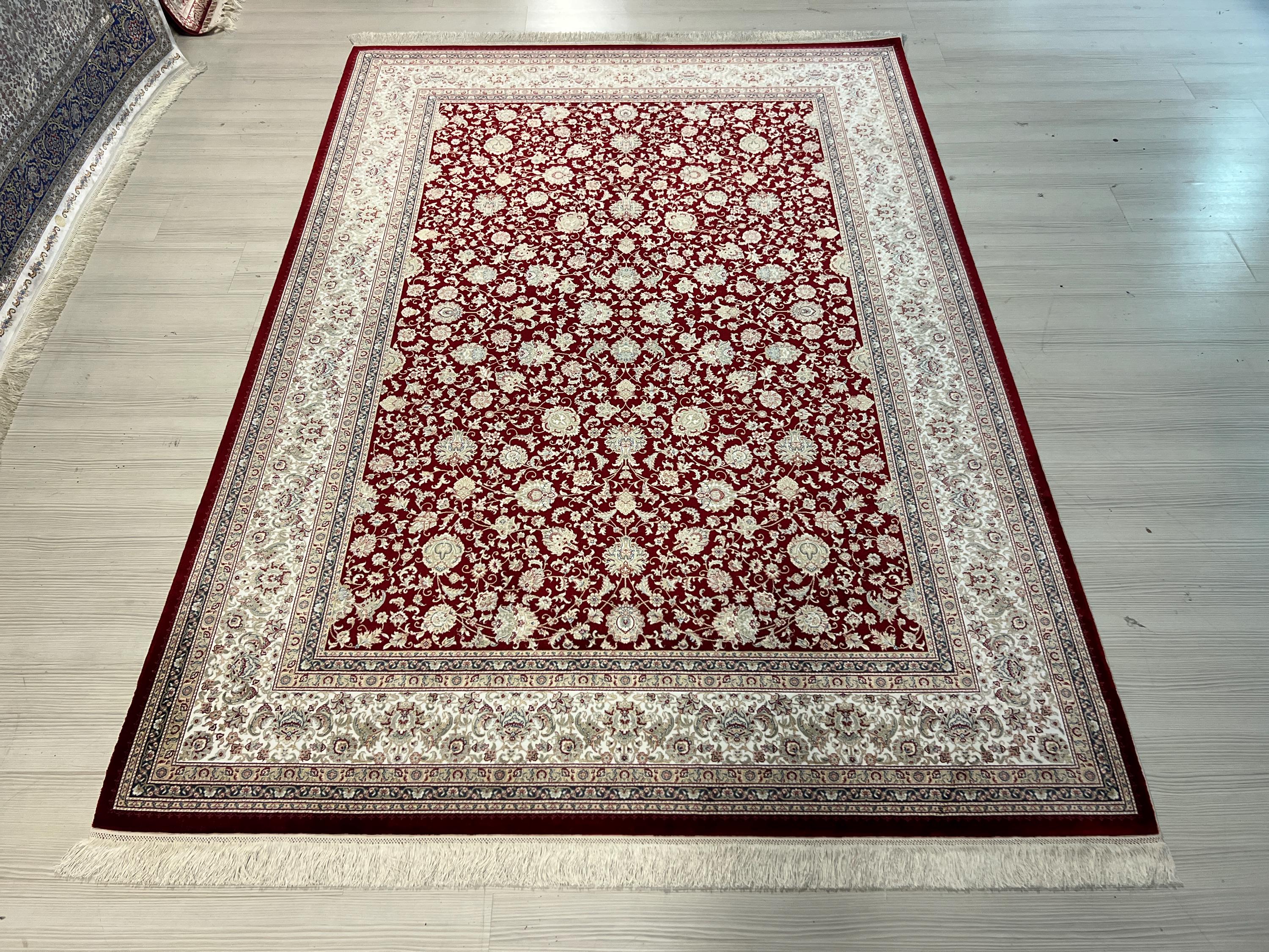5x8 ft Red Floral Modal Silk Rug, Turkish Carpet, Luxury Living Room Area Rug