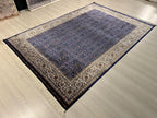Blue Beige Turkish Silk Rug, Anatolian Home Decor (5X8 ft)